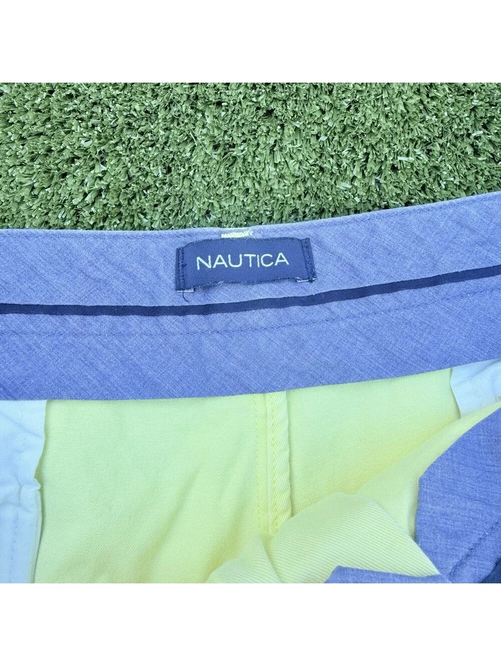 Nautica The Deck Short Mens 42 Yellow Chino Shorts Classic Fit Cotton 8” Inseam